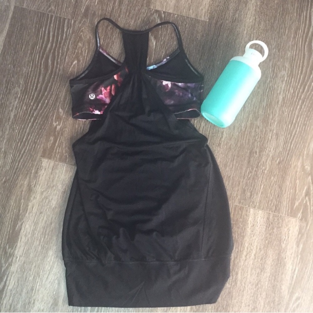 Lululemon No Limits Black and Floral Tank